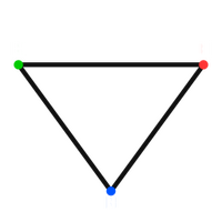 Platonic Triad Logo: Simple triangle with E (blue), S (red), R (green) vertices